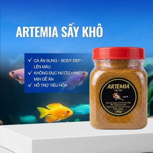 Artemia sấy khô   ĐỘ ĐẠM cao giàu dinh dưỡng cho cá 7 màu , gupy , beta, cá thủy sinh
