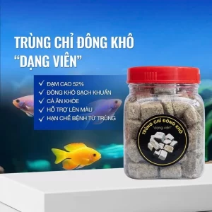 Trùng chỉ đông khô độ đạm 52% - thức ăn cao cấp giúp cá phát triển toàn diện, lọ 100ml